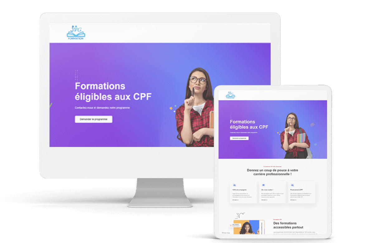 Réalisation: Landing page (Page d’atterrissage) WordPress pour la formation en ligne e-learning CPF