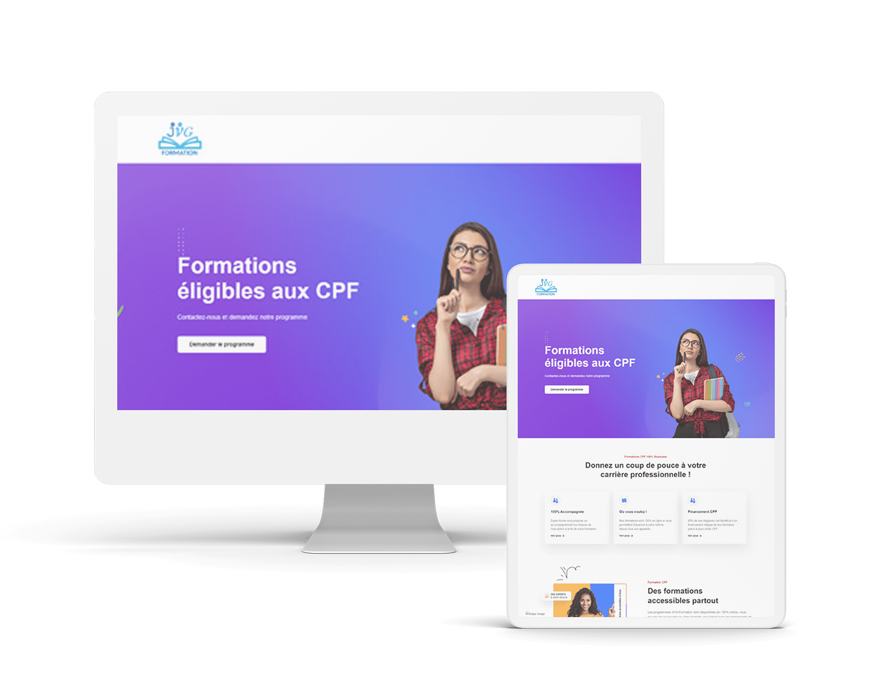 Réalisation: Landing page (Page d’atterrissage) WordPress pour la formation en ligne e-learning CPF