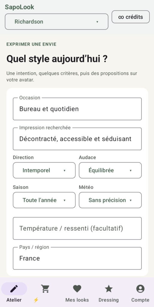 Capture application Androïd SAPOLOOK - 2